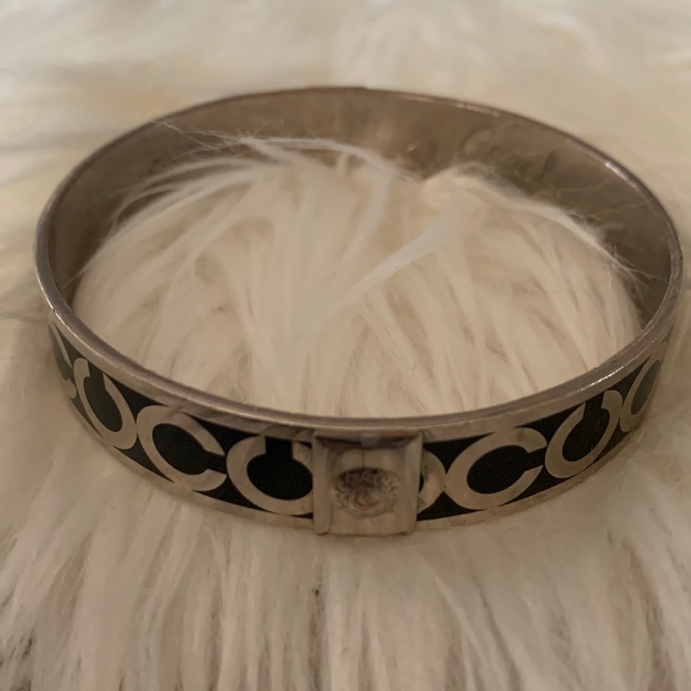 Black & Silver Coach Bangle Bracelet  - EUC